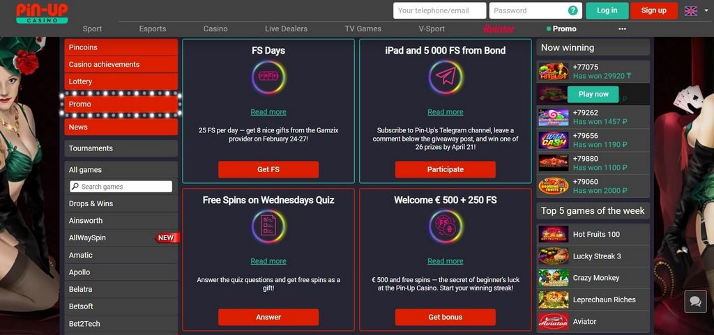 Games at Pin-up Casino Site